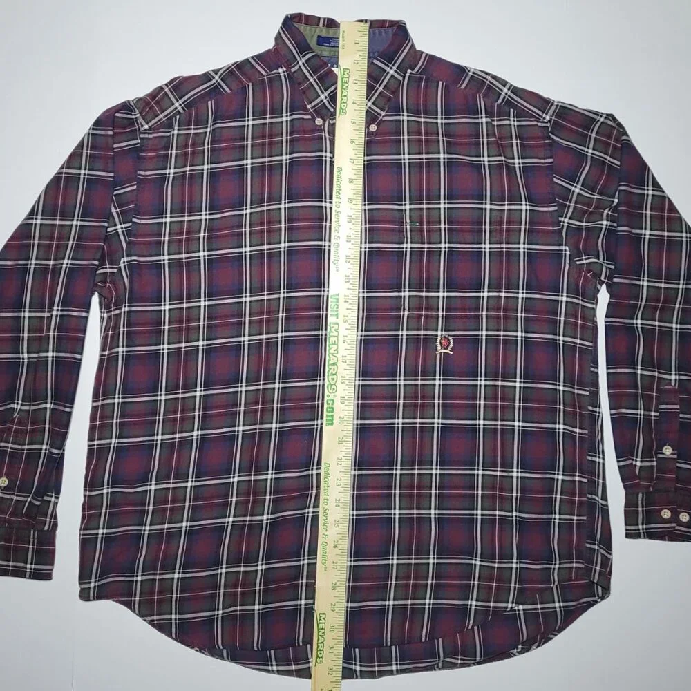Tommy Hilfiger Mens Purple White Green Plaid Long Sleeve Button Up Shirt Size XL - Picture 12 of 12